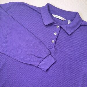 Victoria's Secret Small Purple Waffle Long Sleeve Polo